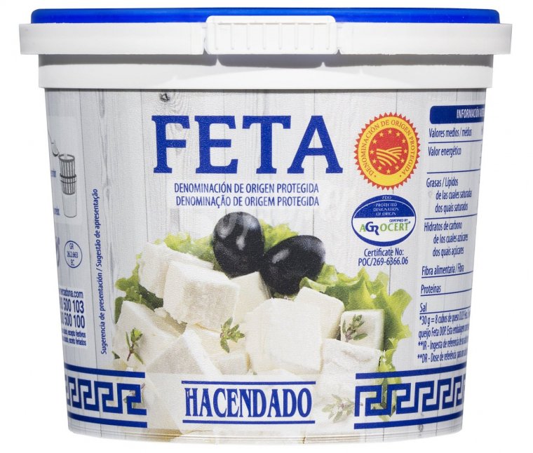 Queso feta madurad en salmuera en dados de Hacendado