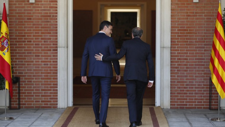 Quim Torra i Pedro Sánchez durant la seva reunió al palau de la Moncloa