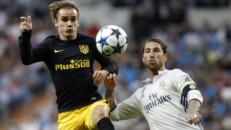 Antoine Griezmann i Sergio Ramos en un partit