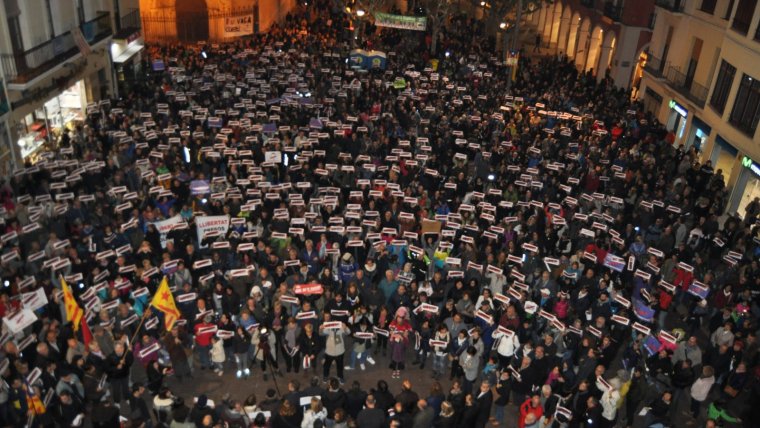 Una manifestació per la llibertat dels «presos polítics» a Vilafranca del Penedès