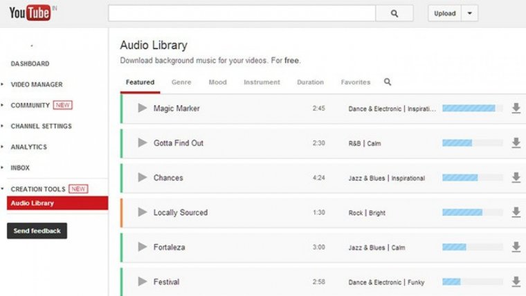 Youtube Audio Library, una opción fiable.