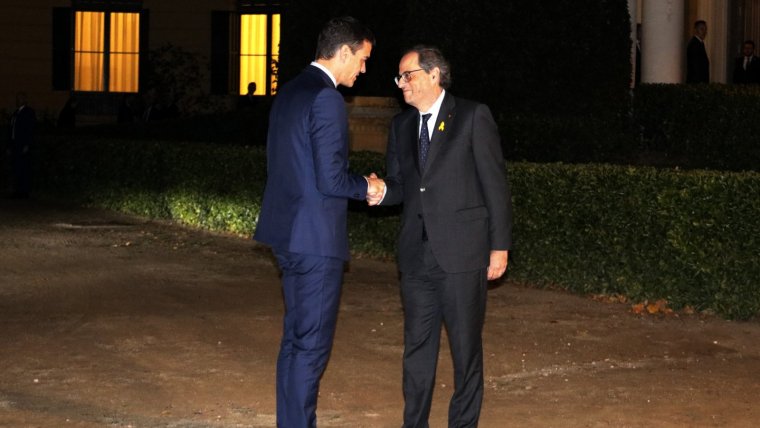 El president Quim Torra ha rebut Pedro Sánchez al Palau de Pedralbes