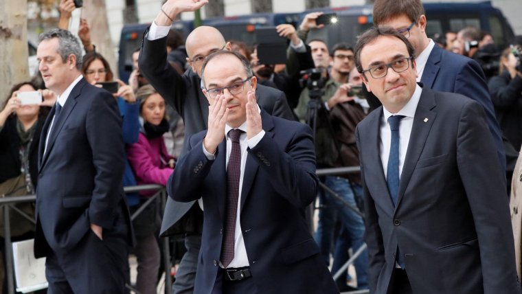 Els exconsellers Joaquim Forn, Josep Rull i Jordi Turull en una imatge d'arxiu, abans de comparèixer al Tribunal Suprem
