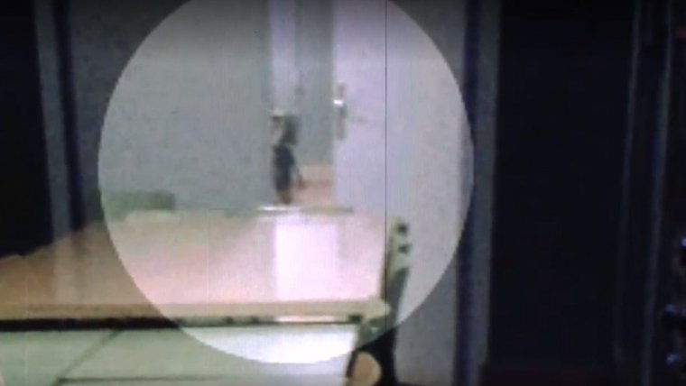 La criatura observava a l'autora de la fotografia des de la porta