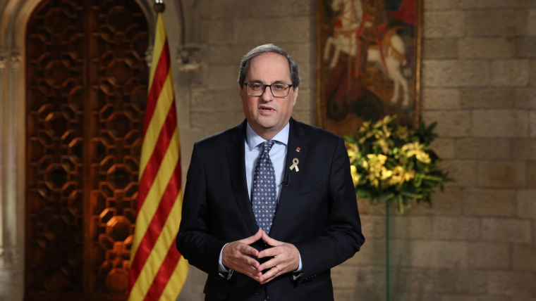 Quim Torra ha decidit deixar en mans de cada conselleria la decisió de retirar llaços grocs