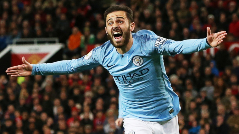 Bernardo Silva celebra el seu gol a Old Trafford.