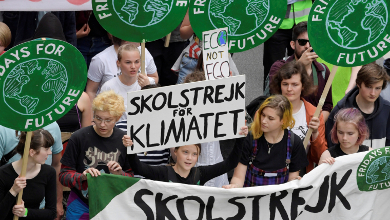 Imatge de Greta Thunberg en una manifestació del 24 de maig