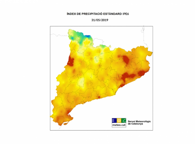 Mapa de les zones amb més sequera aquest inici d'estiu