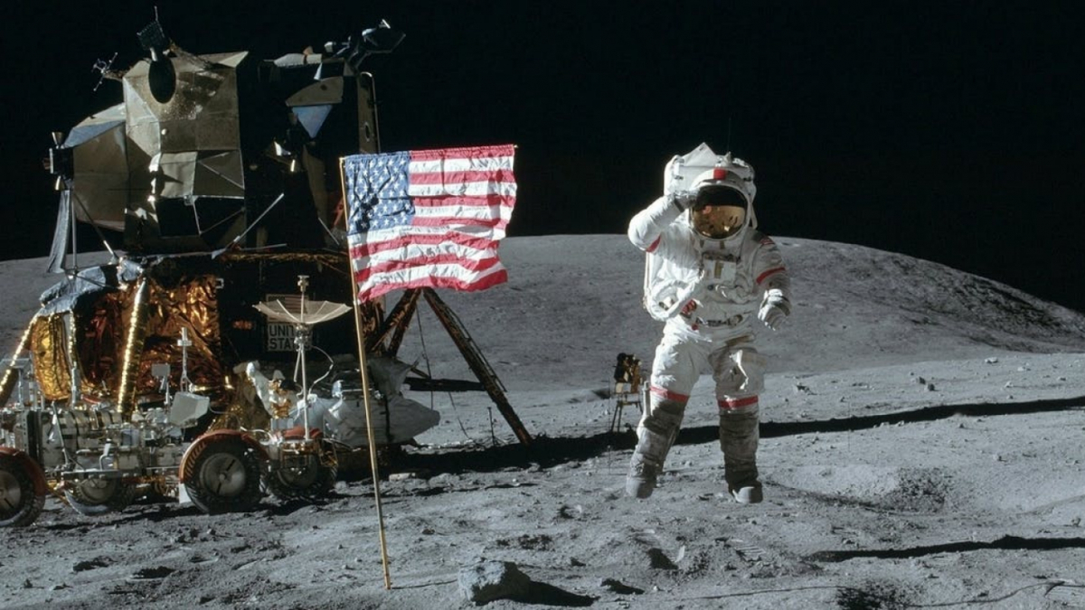 Imatge de l'arribada de l'home a la Lluna l'any 1969