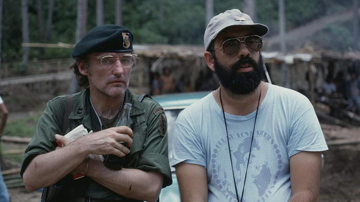 Dennis Hooper (izda.) junto a Ford Coppola (drcha.) durante el rodaje del film