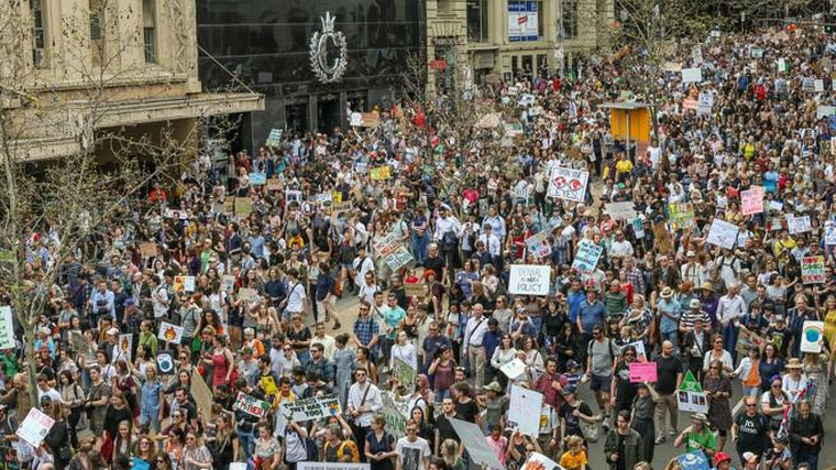 Manifestació contra el canvi climàtic a Melbourne avui