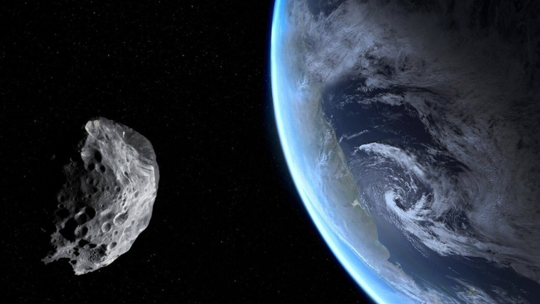 Imagen representativa de un asteroide acercándose a la Tierra