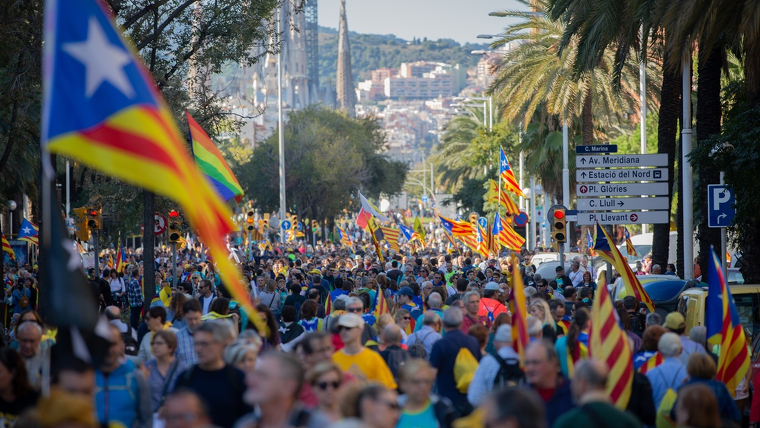 Milers de persones s'han sumat a la gran manifestació d'aquest dissabte a Barcelona