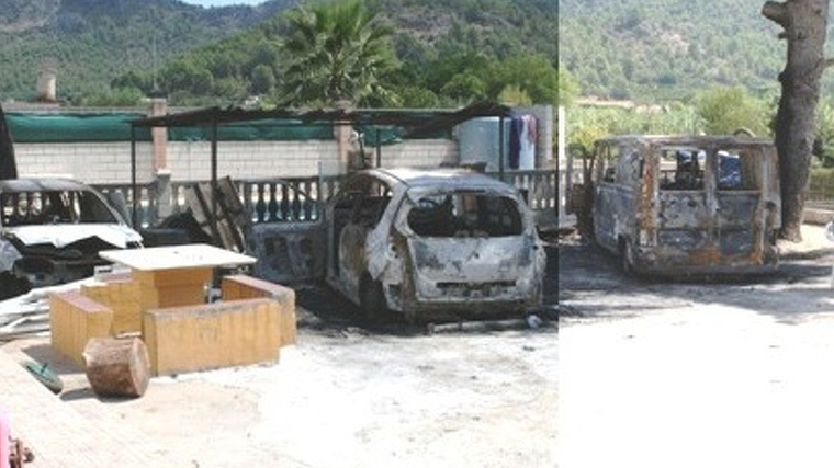 Vehicles cremats en l'intent d'homicidi de Gandia