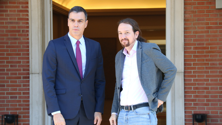 Pedro Sánchez i Pablo Iglesias en una trobada al Palau de la Moncloa