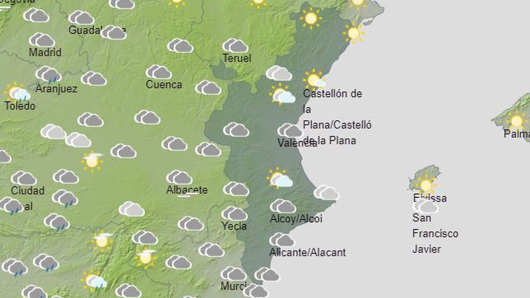 Mapa de previsiÃ³ en la Comunitat Valenciana