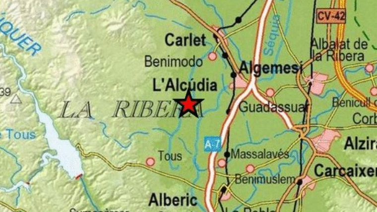 Mapa de localitzaciÃ³ d'un terratrÃ¨mol en Benimodo