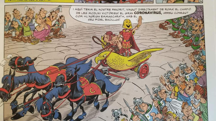 Còmic 'Astèrix a Roma' de l'any 2017, on apareix el 'coronavirus'