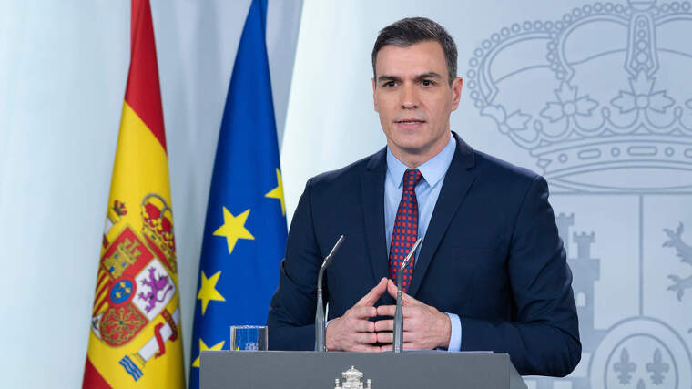 El president del govern espanyol, Pedro SÃ¡nchez, durant la compareixenÃ§a