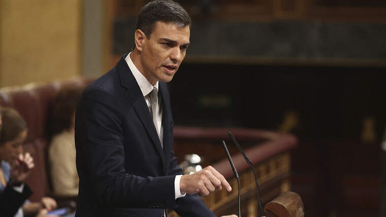 Pedro SÃ¡nchez al CongrÃ©s dels Diputats, a la sessiÃ³ de control del 18 de juny de 2018.