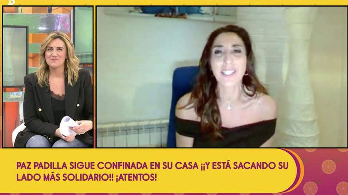 Imatge de 'SÃ¡lvame' on connecten en directe amb Paz Padilla, confinada a casa seva des de l'estat d'alarma. Programa del 16 d'abril de 2020