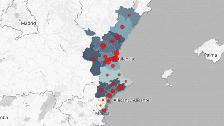 Mapa del coronavirus en el territori valenciÃ 