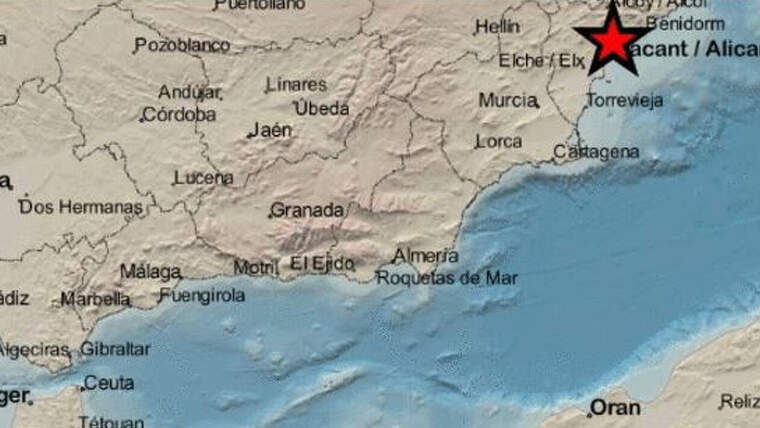 Mapa d'un sisme registrat en Busot, en l'AlacantÃ­ (Alacant) 31-03-2020