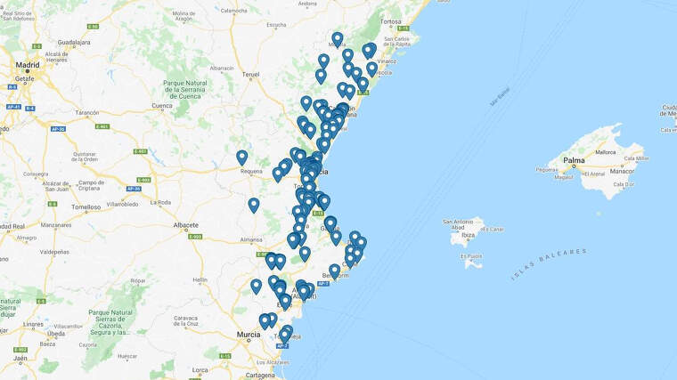 Mapa dels xicotets comerÃ§os en el territori valenciÃ 