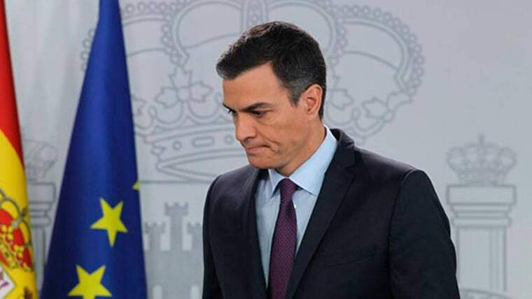 El president del govern espanyol, Pedro Sánchez, després de comparèixer a la Moncloa el 9 de febrer de 2020.
