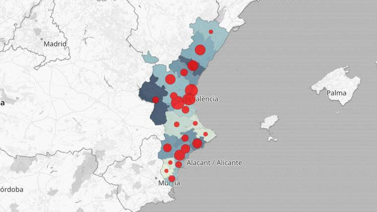 Mapa del coronavirus en el territori valenciÃ  (18-05-2020)