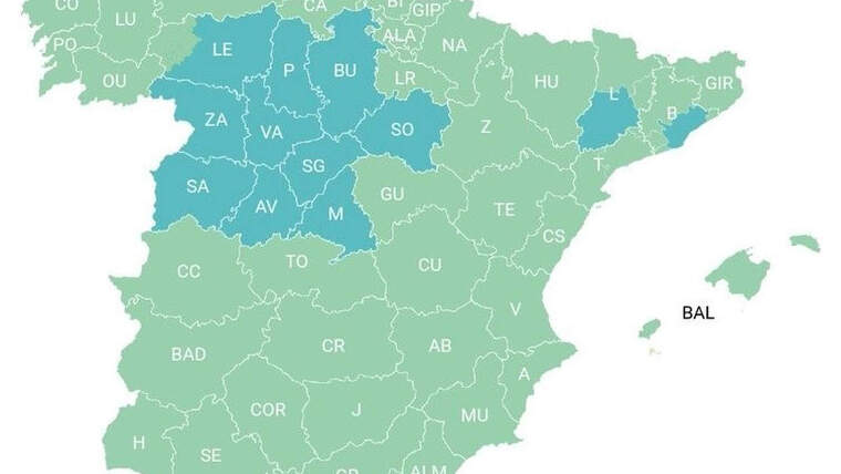Mapa d'Espanya Fases 1, 2 i 3