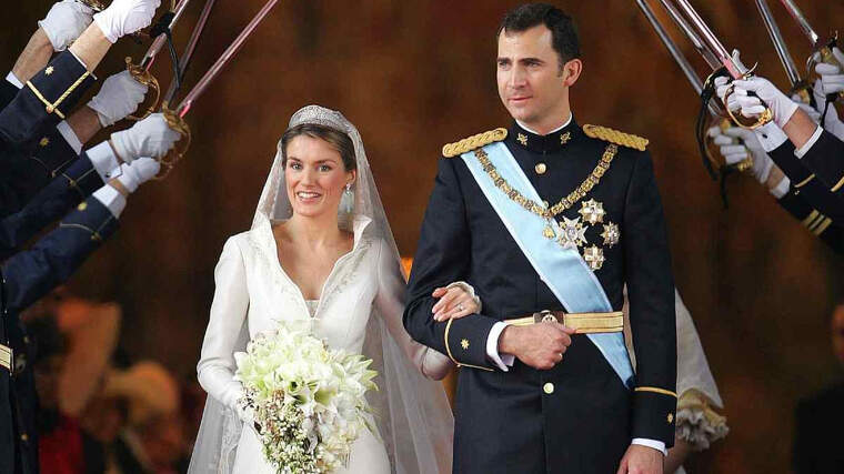 Felipe i LetÃ­cia al seu casament l'any 2004.
