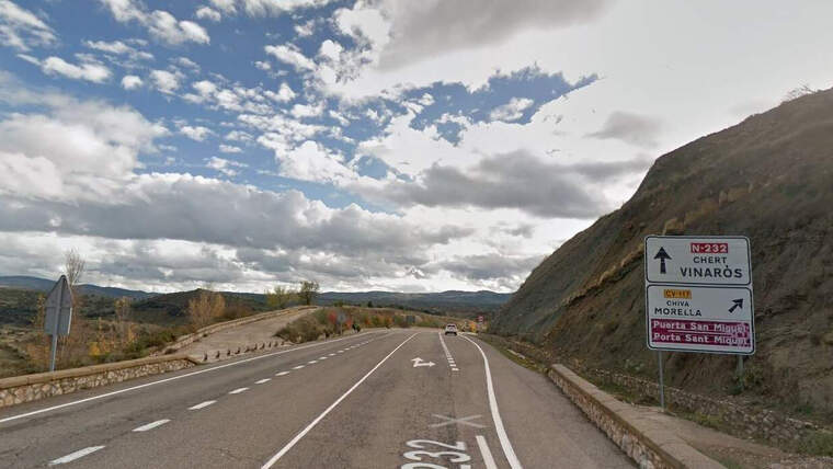 Ferida en un accident de trà nsit en l'N-232, a l'altura de Morella, en els Ports (Castelló)