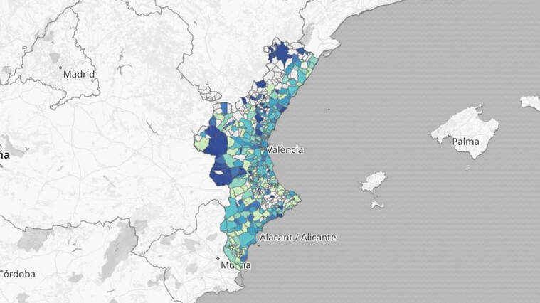 Casos de coronavirus per municipis valencians