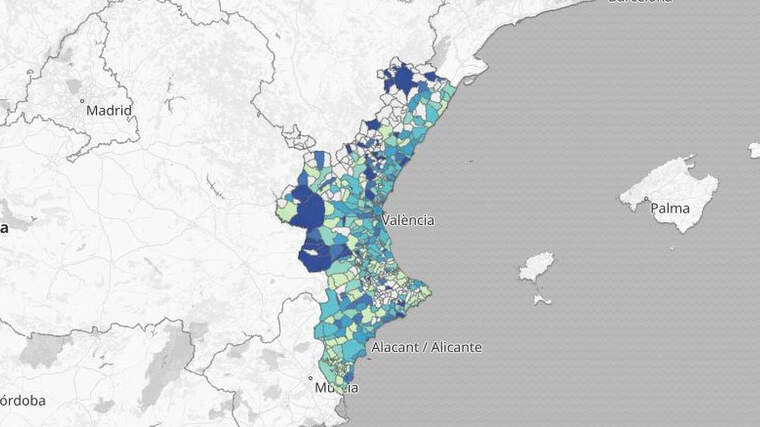 Casos de coronavirus per municipis valencians