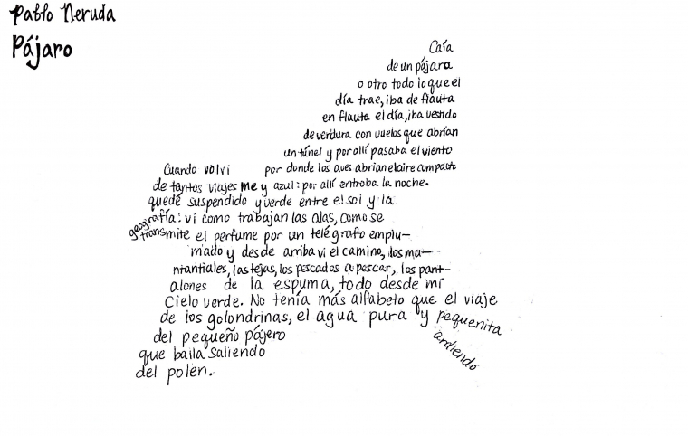 Caligrama de Pablo Neruda.
