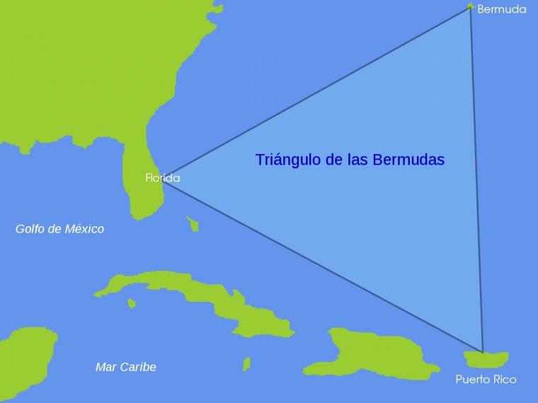 Mapa del Triángulo de las Bermudas.