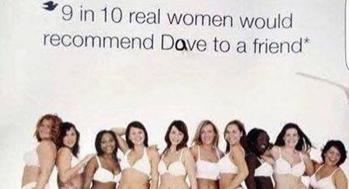 Perfil de Tinder de Dave, modificando un slogan de Dove para hacer una frase divertida.