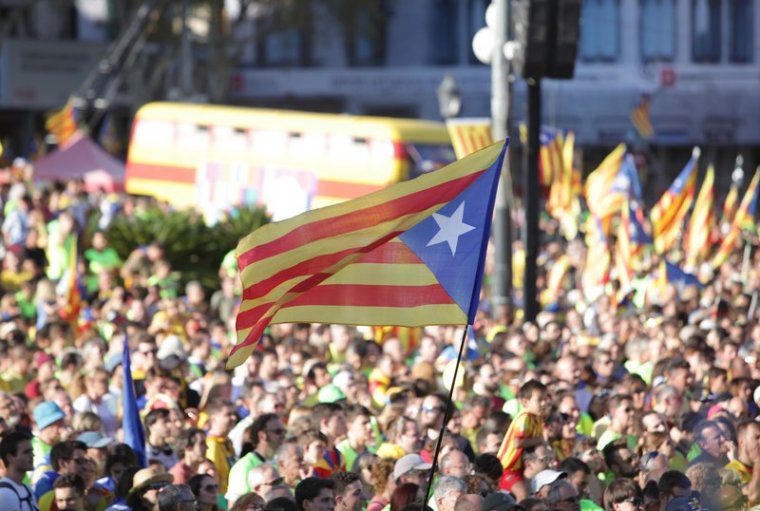 Imatge d'una concentració en favor de la independència de Catalunya