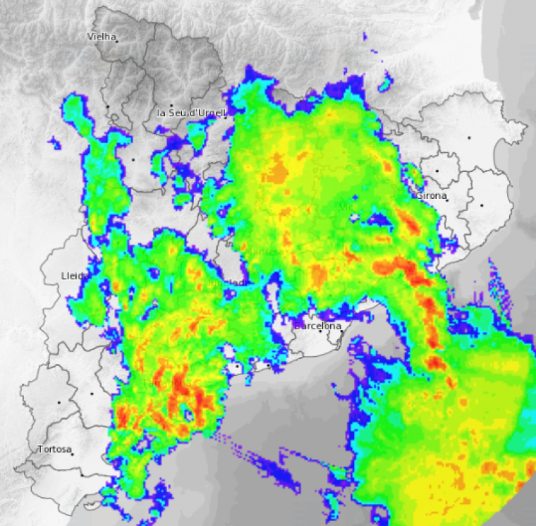 Imatge espectacular del radar dimarts al vespre