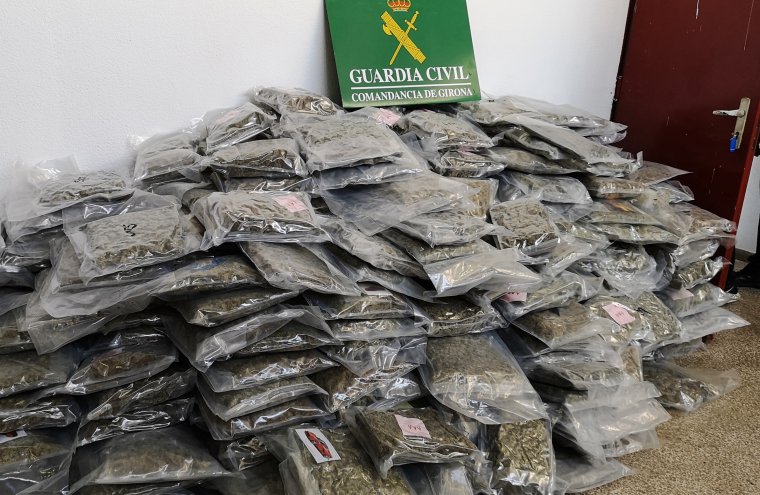 Imatge de diversos paquets de marihuana intervinguts per la Guàrdia Civil