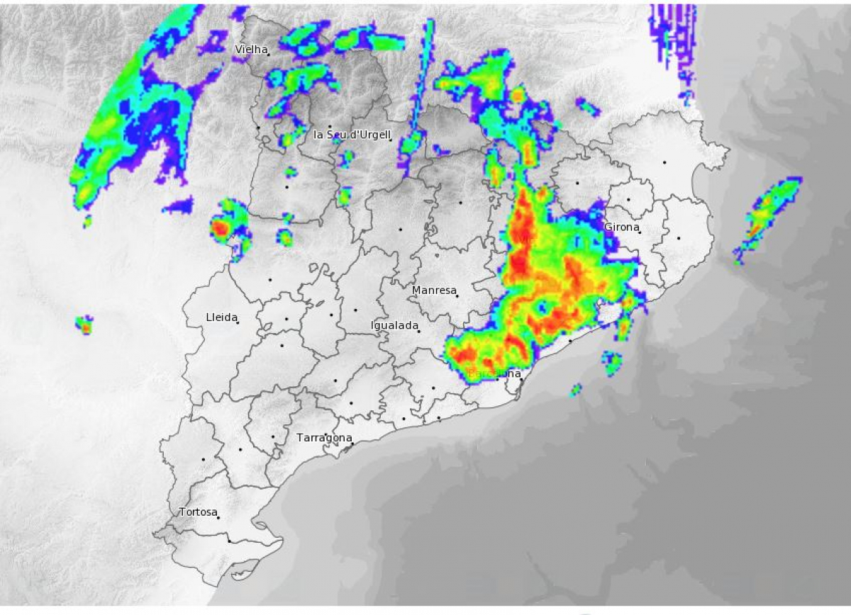 Imatge de la forta tempesta, especialment al Vallès