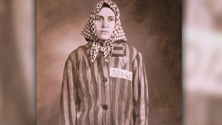 Imatge de Neus Català quan va ser alliberada el 1945 de Ravensbrück