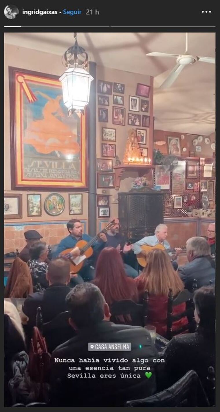 Captura del vídeo compartit per ingrid Gaixas al seu compte d'Instagram a Casa Anselma a Sevilla