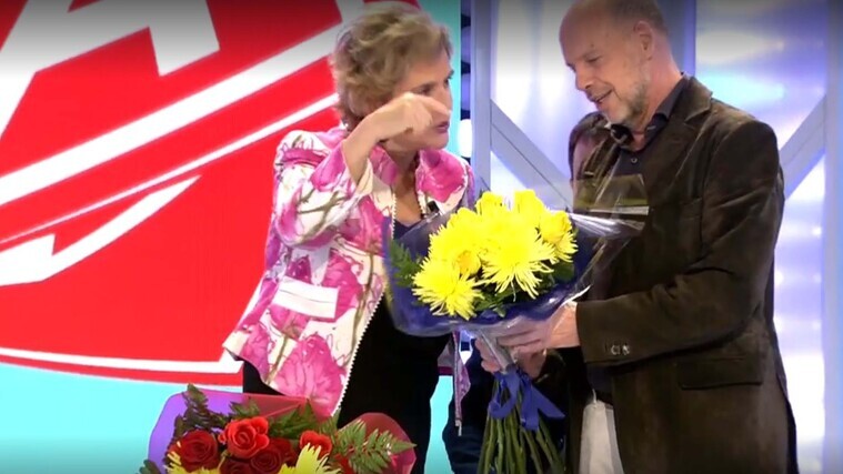 Pilar Rahola i Jaime González reben dos rams de flors del 'Todo es mentira' el 14 de febrer de 2020