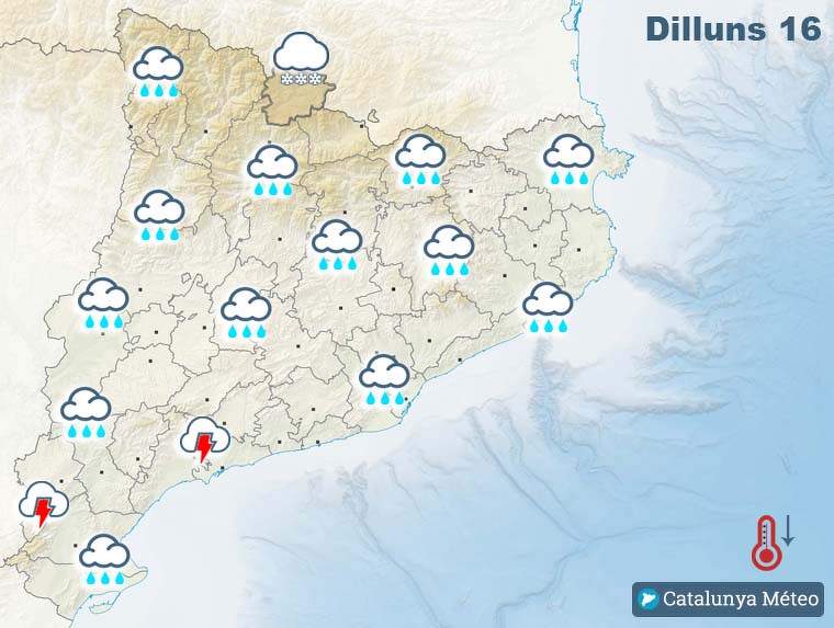 Mapa de previsió a Catalunya el 16 de març del 2020