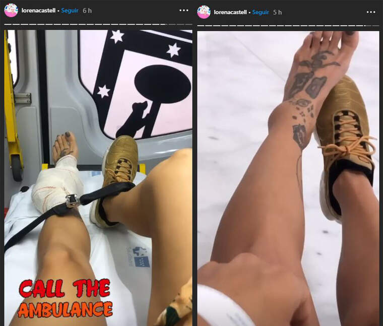 Fotomuntatge de dues imatges de Lorena Castell al seu Instagram sobre l'accident al Metro el 5 de juny del 2020