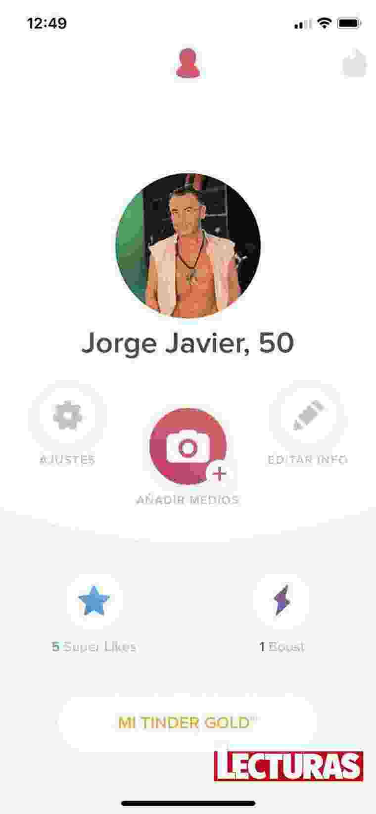 Perfil de Tinder de Jorge Javier Vázquez, compartit a 'Lecturas' el 19 d'agost de 2020