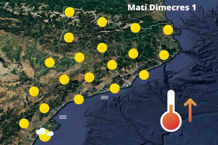 Mapa de previsió a Catalunya el matí de l'1 de juny del 2022