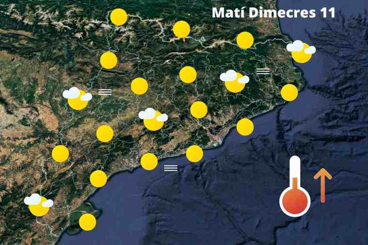 Mapa de previsió a Catalunya el matí de l'11 de maig del 2022